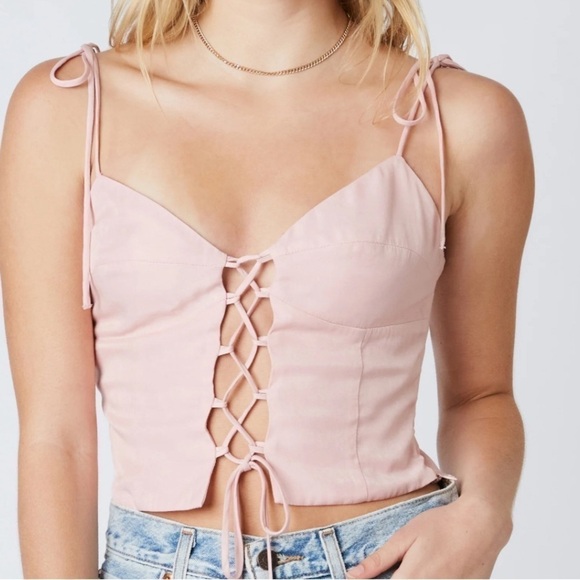 Cotton Candy Tops - Cotton Candy LA Lace Up Corset Size Large Side Zip NWT